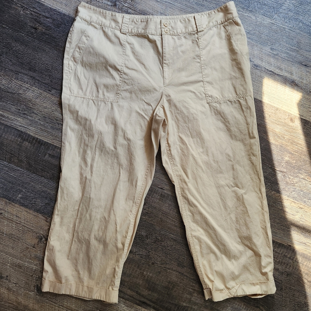 Lauren Ralph Lauren Womens 18W Beige Cotton Capris Cropped Pants